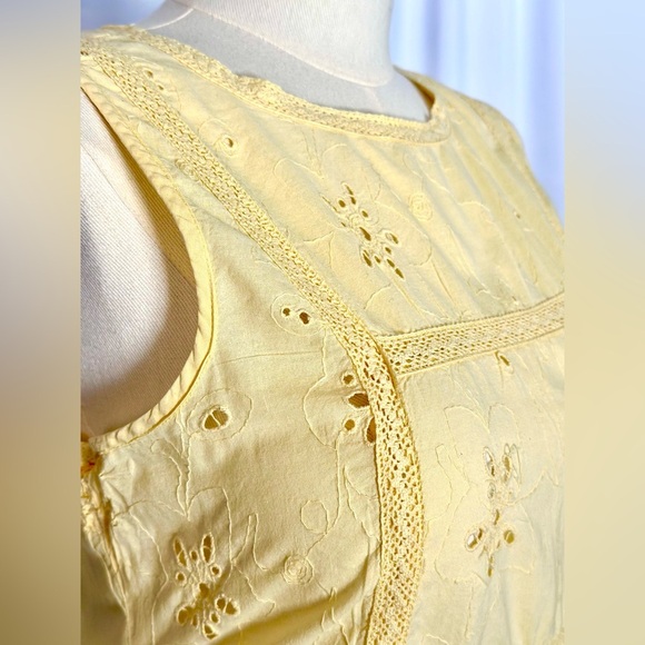 Melissa Paige Yellow Eyelet Peplum Blouse (842) - Picture 5 of 11